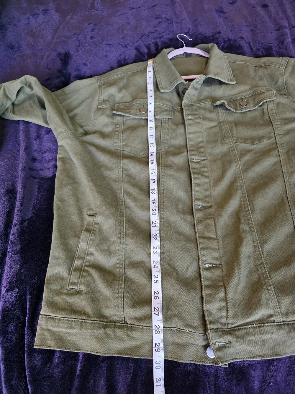 Classic Olive Green Stretch Denim Trucker Jacket / Utility Jacket Size 2XL NWOT